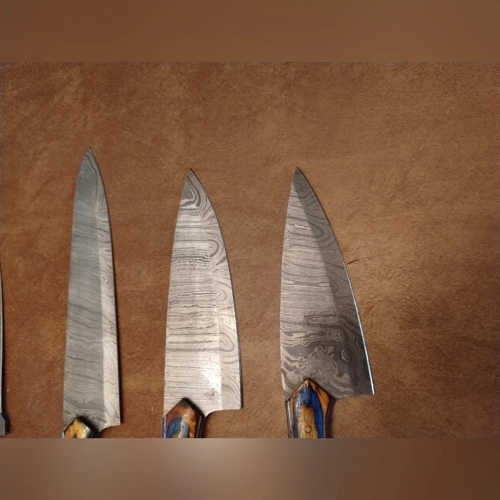 New 5 PC Damascus steel blade kitchen cooking cutlery set